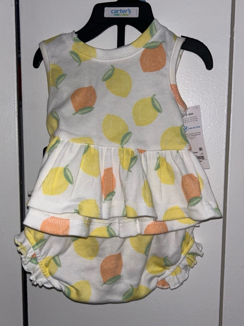 Carter's White Lemon & Peach Print Sleeveless Dress with Bloomers